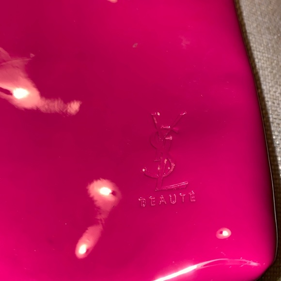 YSL Beauty Fusha Front Zipper Patent Cosmetic Makeup Pouch EUC - Picture 5 of 11